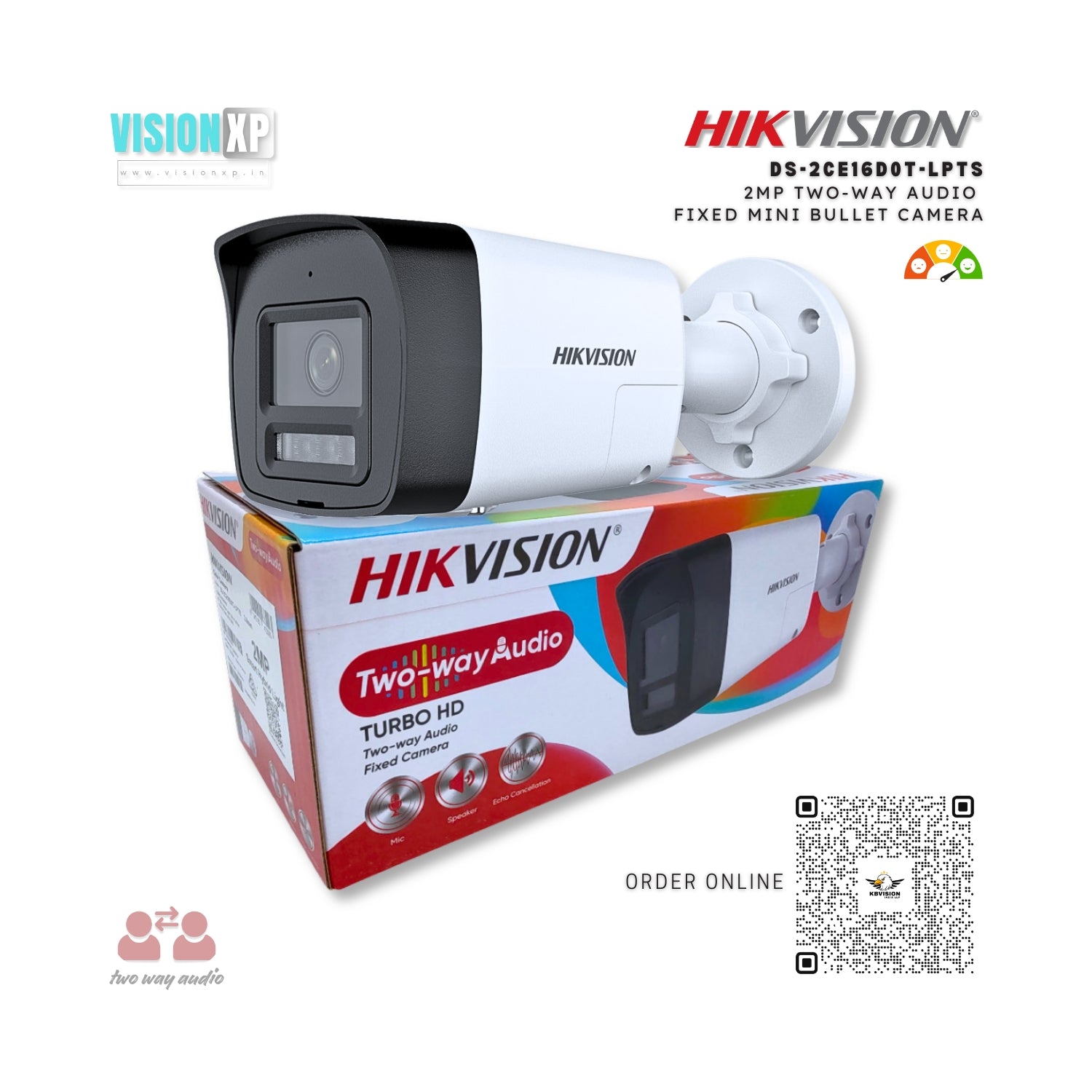 Hikvision DS-2CE16D0T-LPTS 2MP Two-Way Audio Fixed Mini Bullet Camera Hikvision DS-2CE16D0T-LPTS 2MP Two-Way Audio Fixed Mini Bullet Camera